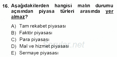 Turizm Ekonomisi 2013 - 2014 Dönem Sonu Sınavı 16.Soru