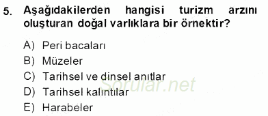 Turizm Ekonomisi 2013 - 2014 Dönem Sonu Sınavı 5.Soru
