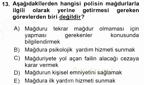Suç Sosyolojisi 2016 - 2017 3 Ders Sınavı 13.Soru
