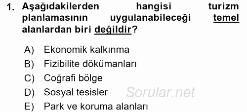 Destinasyon Yönetimi 2015 - 2016 Ara Sınavı 1.Soru