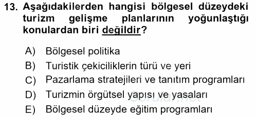 Destinasyon Yönetimi 2015 - 2016 Ara Sınavı 13.Soru