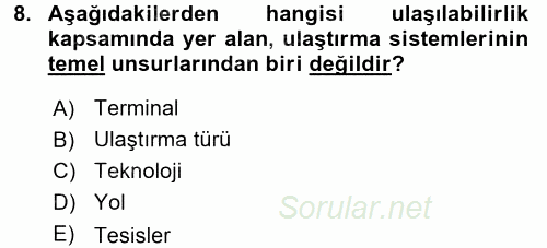 Destinasyon Yönetimi 2015 - 2016 Ara Sınavı 8.Soru