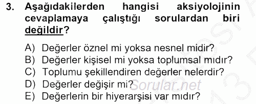 Eğitim Felsefesi 2012 - 2013 Ara Sınavı 3.Soru