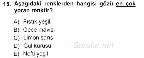 Giysi Seçimi 2012 - 2013 Ara Sınavı 15.Soru