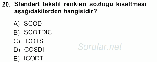 Giysi Seçimi 2012 - 2013 Ara Sınavı 20.Soru