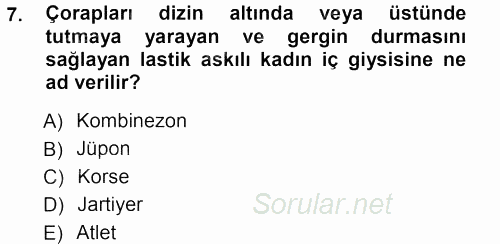 Giysi Seçimi 2012 - 2013 Ara Sınavı 7.Soru