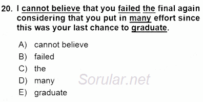 Pedagojik Gramer 1 2015 - 2016 Dönem Sonu Sınavı 20.Soru