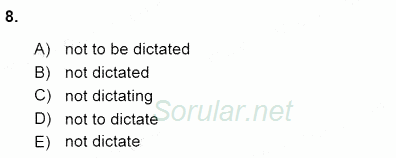 Pedagojik Gramer 1 2015 - 2016 Dönem Sonu Sınavı 8.Soru