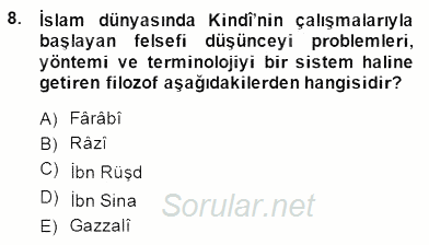 Ortaçağ Felsefesi 2 2014 - 2015 Dönem Sonu Sınavı 8.Soru