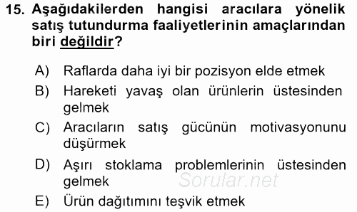 Bütünleşik Pazarlama İletişimi 2016 - 2017 Ara Sınavı 15.Soru