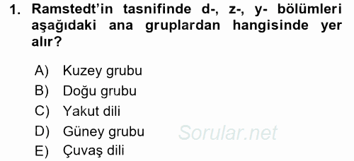 Çağdaş Türk Yazı Dilleri 1 2016 - 2017 Ara Sınavı 1.Soru
