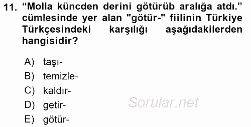 Çağdaş Türk Yazı Dilleri 1 2016 - 2017 Ara Sınavı 11.Soru