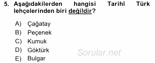 Çağdaş Türk Yazı Dilleri 1 2016 - 2017 Ara Sınavı 5.Soru