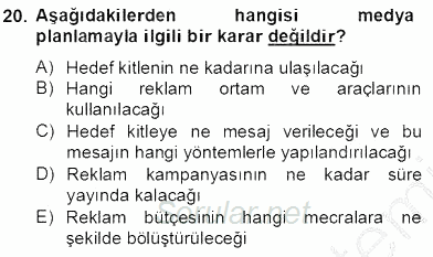 Fotoğraf ve Video Proje Geliştirme 2012 - 2013 Dönem Sonu Sınavı 20.Soru