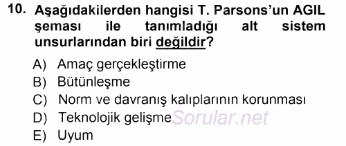 Ekonomi Sosyolojisi 2014 - 2015 Ara Sınavı 10.Soru