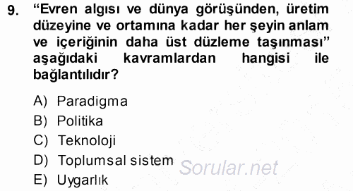 Ekonomi Sosyolojisi 2014 - 2015 Ara Sınavı 9.Soru