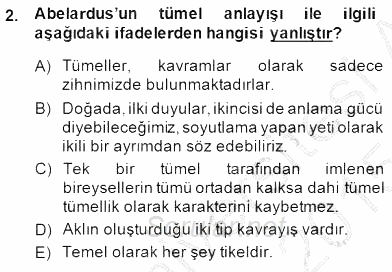 Ortaçağ Felsefesi 1 2014 - 2015 Dönem Sonu Sınavı 2.Soru