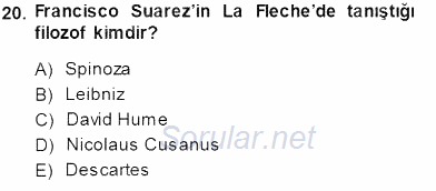 Ortaçağ Felsefesi 1 2014 - 2015 Dönem Sonu Sınavı 20.Soru