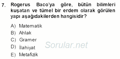 Ortaçağ Felsefesi 1 2014 - 2015 Dönem Sonu Sınavı 7.Soru