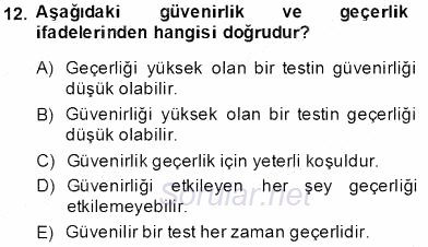 Bilimsel Araştırma Yöntemleri 2013 - 2014 Dönem Sonu Sınavı 12.Soru