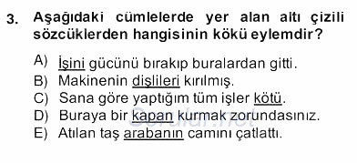 Türkçe Biçim Bilgisi 2013 - 2014 Ara Sınavı 3.Soru