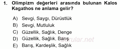 Spor Bilimlerine Giriş 2015 - 2016 Ara Sınavı 1.Soru