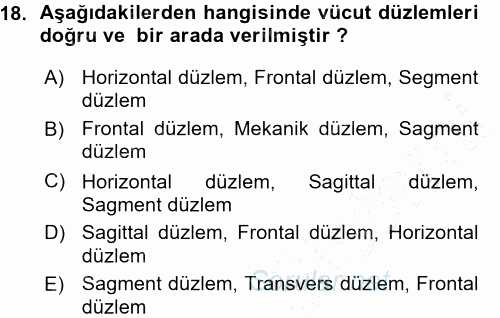 Spor Bilimlerine Giriş 2015 - 2016 Ara Sınavı 18.Soru