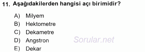 Coğrafi Bilgi Sistemlerine Giriş 2016 - 2017 Ara Sınavı 11.Soru