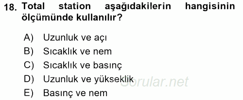 Coğrafi Bilgi Sistemlerine Giriş 2016 - 2017 Ara Sınavı 18.Soru