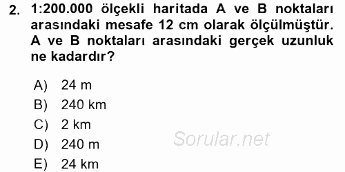 Coğrafi Bilgi Sistemlerine Giriş 2016 - 2017 Ara Sınavı 2.Soru