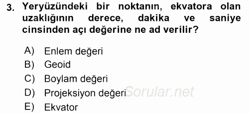 Coğrafi Bilgi Sistemlerine Giriş 2016 - 2017 Ara Sınavı 3.Soru