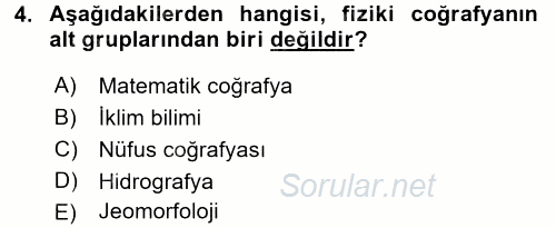 Coğrafi Bilgi Sistemlerine Giriş 2016 - 2017 Ara Sınavı 4.Soru