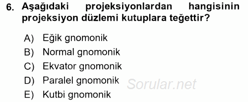 Coğrafi Bilgi Sistemlerine Giriş 2016 - 2017 Ara Sınavı 6.Soru