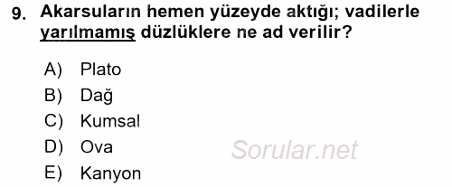 Coğrafi Bilgi Sistemlerine Giriş 2016 - 2017 Ara Sınavı 9.Soru