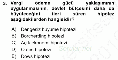 Kamu Ekonomisi 1 2015 - 2016 Dönem Sonu Sınavı 3.Soru