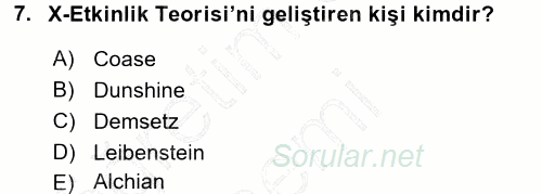 Kamu Ekonomisi 1 2015 - 2016 Dönem Sonu Sınavı 7.Soru