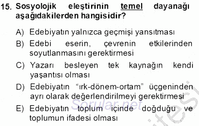 Eleştiri Kuramları 2013 - 2014 Tek Ders Sınavı 15.Soru