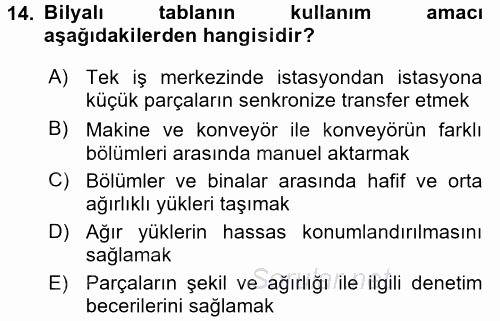 Lojistikte Teknoloji Kullanımı 2017 - 2018 Ara Sınavı 14.Soru