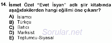 Cumhuriyet Dönemi Türk Şiiri 2012 - 2013 Dönem Sonu Sınavı 14.Soru