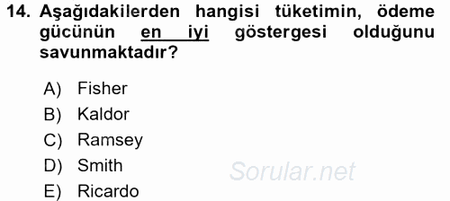 Vergi Teorisi 2015 - 2016 Dönem Sonu Sınavı 14.Soru