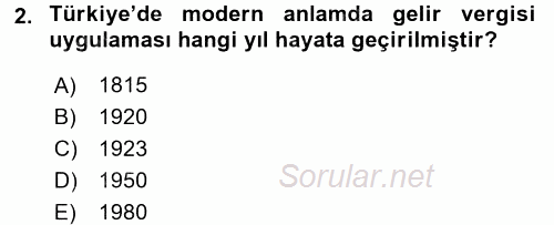 Vergi Teorisi 2015 - 2016 Dönem Sonu Sınavı 2.Soru