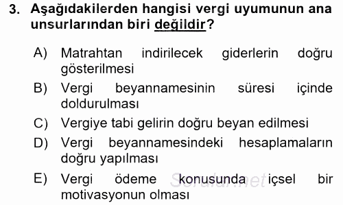 Vergi Teorisi 2015 - 2016 Dönem Sonu Sınavı 3.Soru