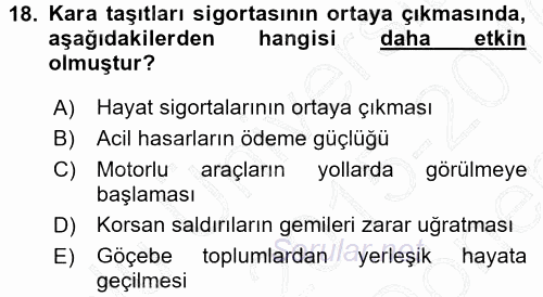 Bankacılık Ve Sigortacılığa Giriş 2015 - 2016 Dönem Sonu Sınavı 18.Soru