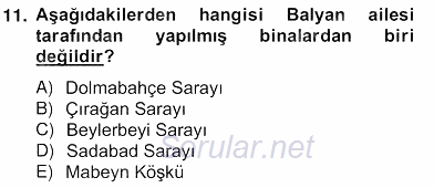 Mimarlik Tarihi 2013 - 2014 Ara Sınavı 11.Soru