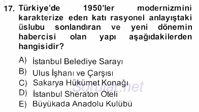 Mimarlik Tarihi 2013 - 2014 Ara Sınavı 17.Soru
