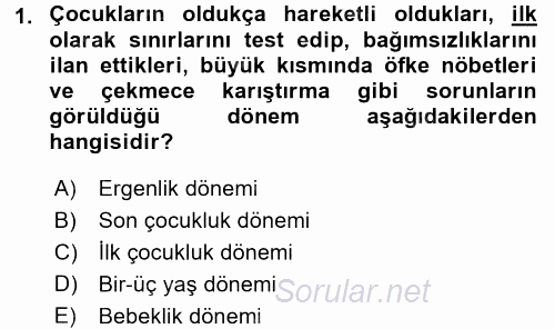 Gelişimsel Tanı Ve Değerlendirme Yöntemleri 2016 - 2017 Dönem Sonu Sınavı 1.Soru