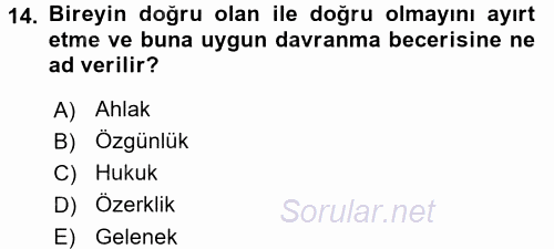 Gelişimsel Tanı Ve Değerlendirme Yöntemleri 2016 - 2017 Dönem Sonu Sınavı 14.Soru