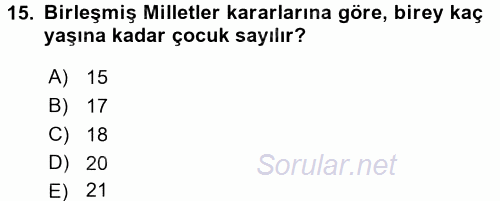 Gelişimsel Tanı Ve Değerlendirme Yöntemleri 2016 - 2017 Dönem Sonu Sınavı 15.Soru