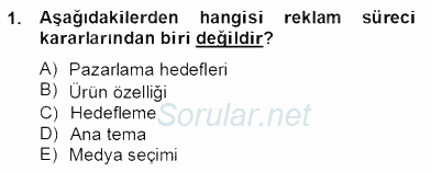 Marka İletişim Kampanyaları 2013 - 2014 Dönem Sonu Sınavı 1.Soru