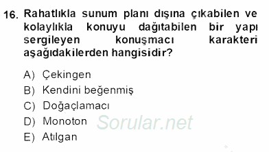 Marka İletişim Kampanyaları 2013 - 2014 Dönem Sonu Sınavı 16.Soru